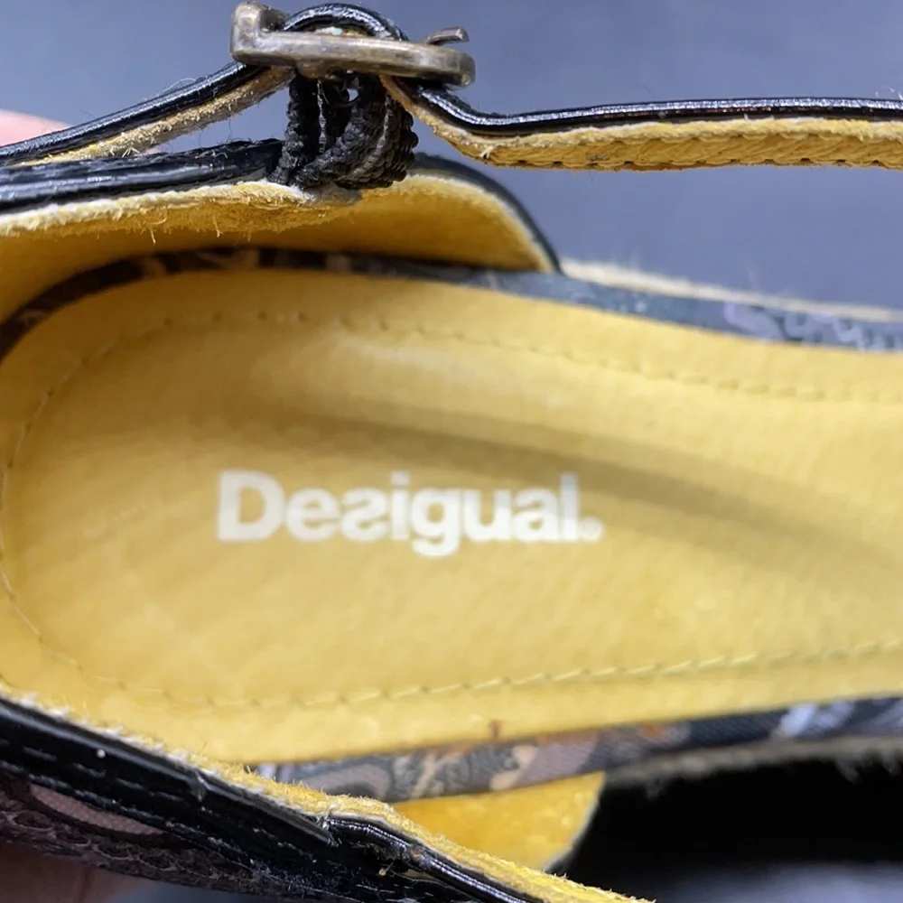 Desigual Black Wedge Peep Toe Sz 37